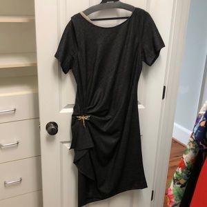 Escada black dress with dragonfly pendant